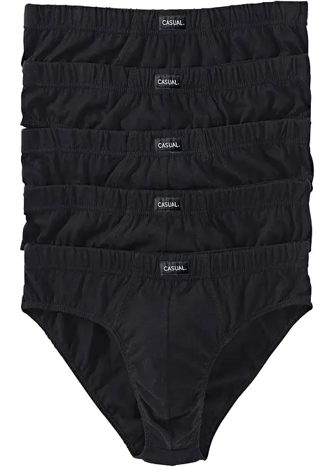 Maxislip aus Baumwolle (5er Pack) in schwarz von vorne - bonprix