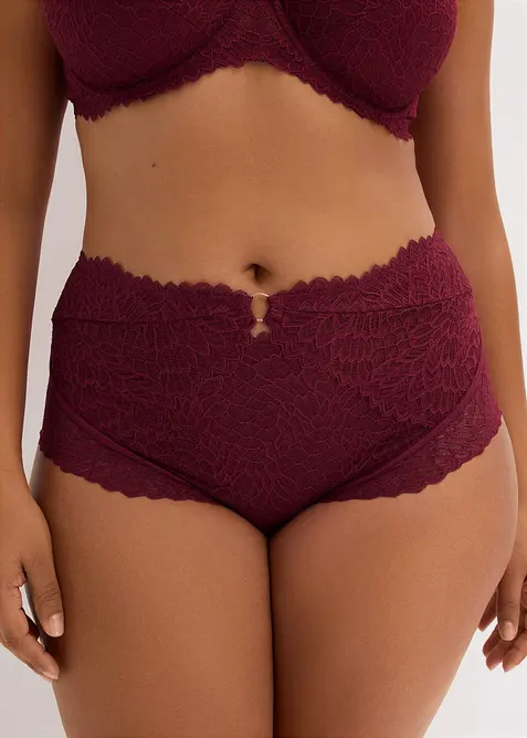 Highwaist Panty aus zarter Spitze in rot von vorne - bonprix