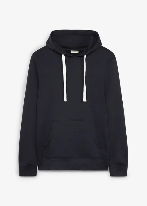 Hoodie aus reiner Baumwolle in schwarz von vorne - bonprix