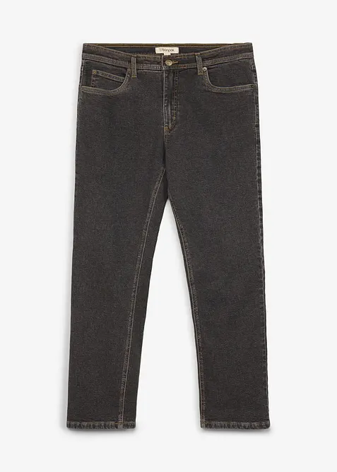 Thermo Classic-Fit Jeans mit kuscheligem Flanellfutter, Straight in schwarz von vorne - bonprix