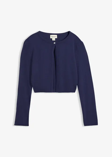 Strickbolero in blau von vorne - bonprix