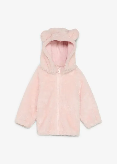 Baby- Jacke aus kuscheligem Teddy-Fleece in rosa von vorne - bonprix