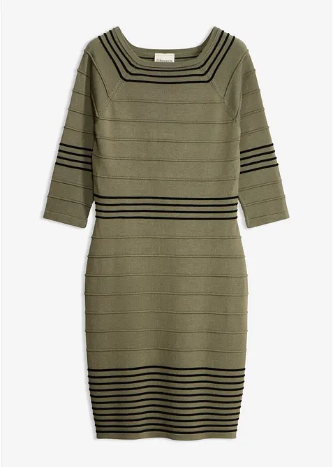 Strickkleid aus weichem Viskose-Mix in grün von vorne - bonprix