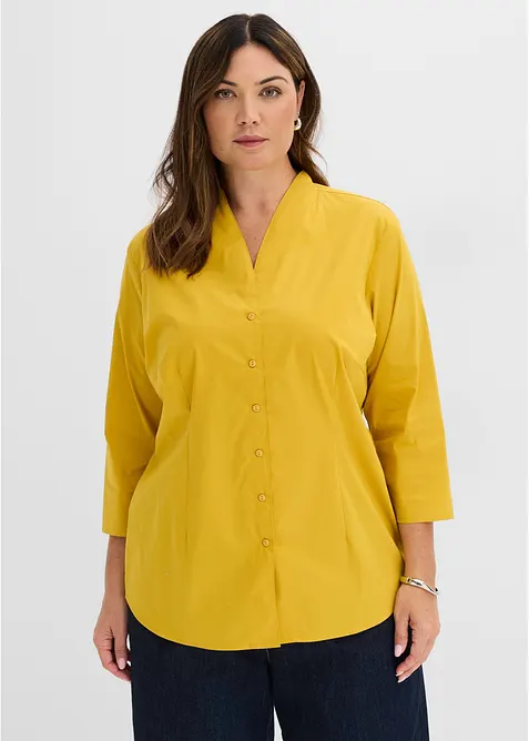 Bluse mit Stehkragen in gelb von vorne (im Anschnitt) - bonprix