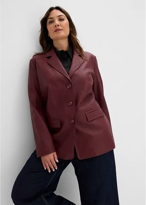 Lederimitat-Longblazer in rot von vorne (im Anschnitt) - bonprix