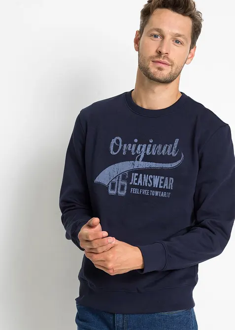 Sweatshirt aus weichem Baumwoll-Mix (2er Pack) in blau von vorne (im Anschnitt) - bonprix