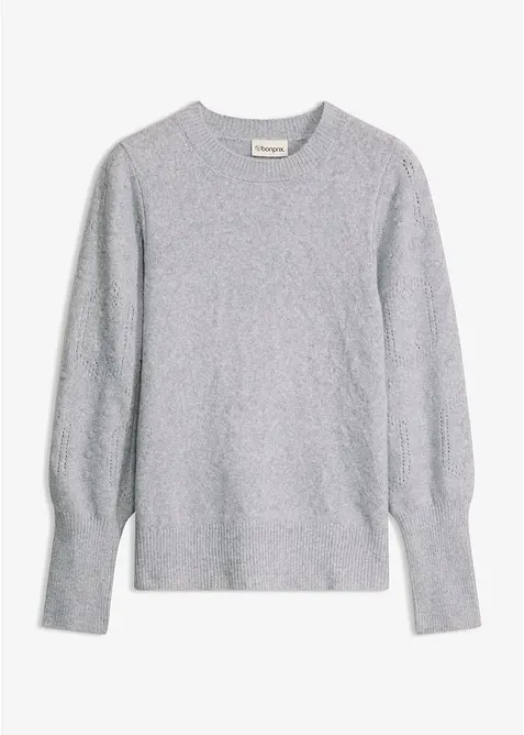 Pullover mit Ajourmuster in grau von vorne - bonprix