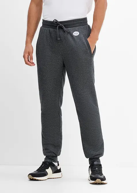Thermo-Jogginghose mit flauschigem Teddyfleece in grau von vorne - bonprix