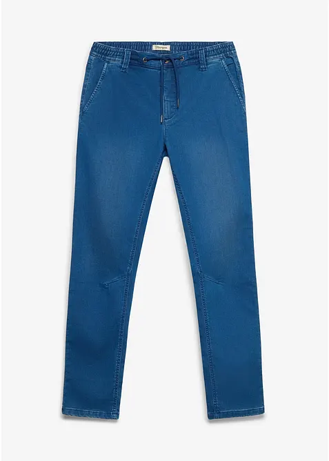 Regular-Fit Jeans-Jogger mit Dehnbund, Tapered in blau von vorne - bonprix
