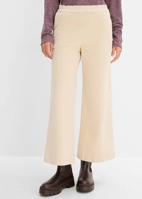 High-Waist-Cordhose aus Baumwoll-Mix in beige von vorne - bonprix