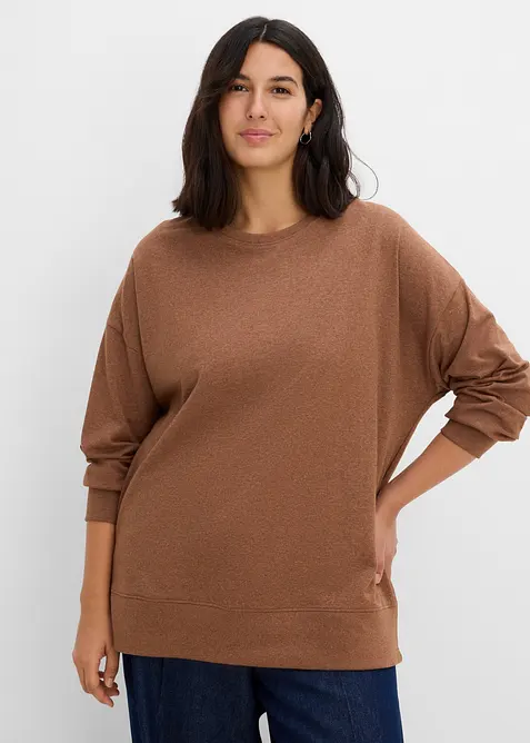 Sweatshirt aus Baumwoll-Mix in braun von vorne (im Anschnitt) - bonprix