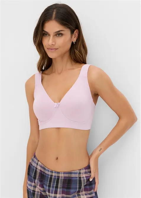 Minimizer T-Shirt-BH ohne Bügel mit Bio-Baumwolle (2er Pack) in lila von vorne (im Anschnitt) - bonprix