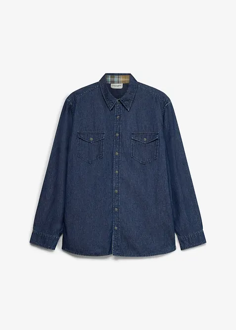 Jeanshemd aus reiner Baumwolle in blau von vorne - bonprix