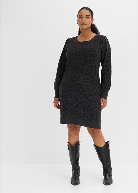 Strickkleid in grau von vorne (Totalaufnahme) - bonprix