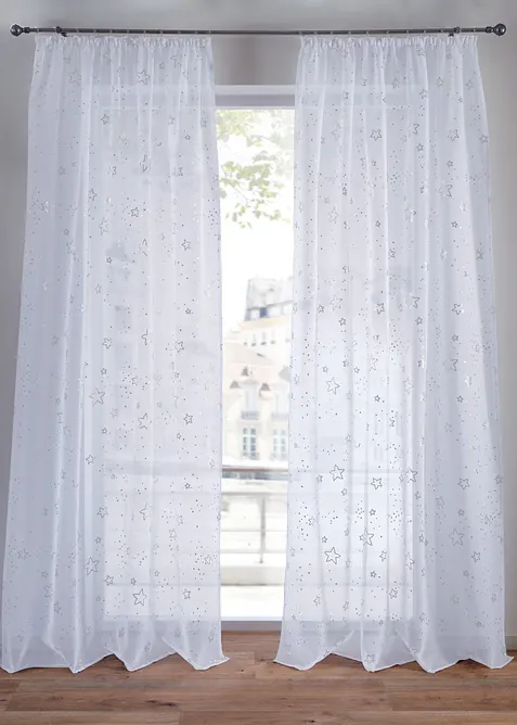 Gardine mit Glanz Sternen (1er Pack) in silber - bonprix