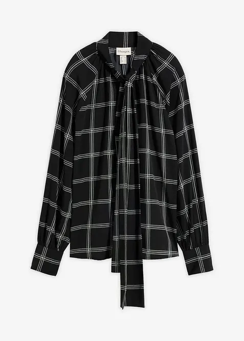 Schluppenbluse aus feinem Satin in schwarz von vorne - bonprix