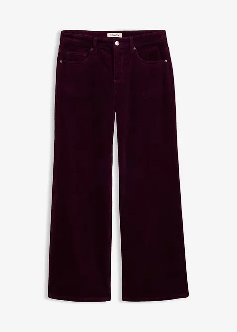 Cordhose aus elastischem Baumwoll-Mix in lila von vorne - bonprix