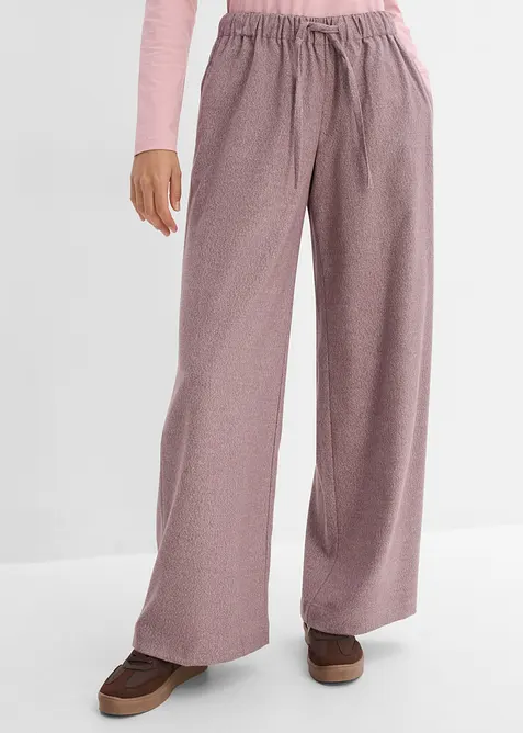 Palazzo-Hose in Wolloptik aus Viskose-Mix in lila von vorne - bonprix