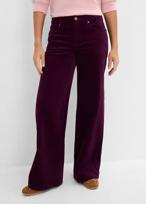 Cordhose aus elastischem Baumwoll-Mix in lila von vorne - bonprix
