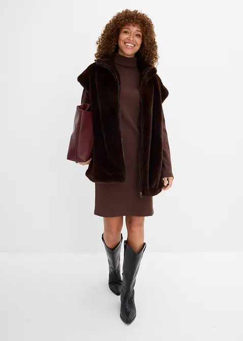 Jerseykleid aus Bio-Baumwolle in braun im Look von vorne (Totalaufnahme) - bonprix