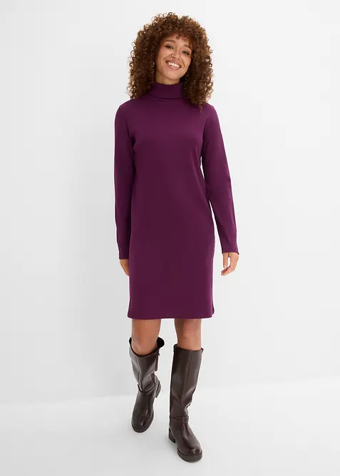 Jerseykleid aus Bio-Baumwolle in lila von vorne (Totalaufnahme) - bonprix