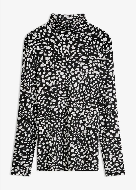Langarmshirt aus softem Viskose-Mix in schwarz von vorne - bonprix