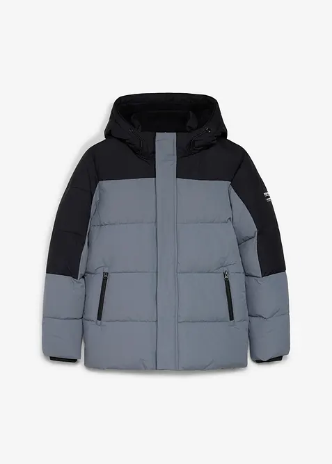 Wasserabweisende Winterjacke mit Fleecefutter in grau von vorne - bonprix
