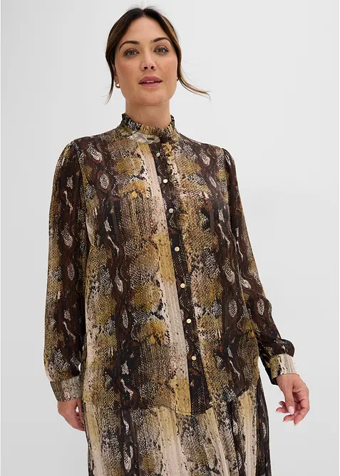 Chiffonbluse mit Glitzerfäden in schwarz von vorne (im Anschnitt) - bonprix