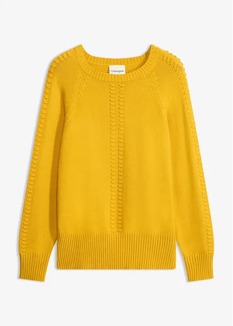 Pullover aus feinem Viskose-Mix in gelb von vorne - bonprix