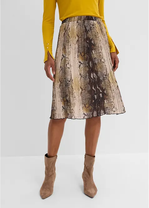Crashed-Chiffonrock mit Glitzerfäden in schwarz von vorne - bonprix