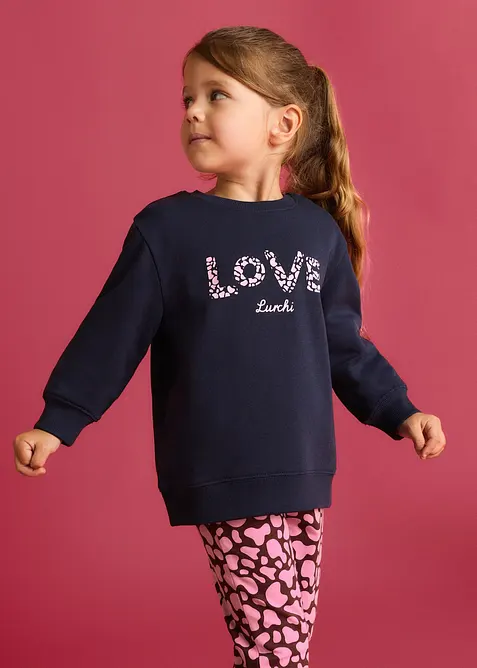 Lurchi Sweatshirt aus reiner Bio-Baumwolle in blau von vorne (im Anschnitt) - Lurchi