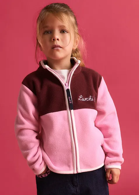 Lurchi Fleecejacke mit Kontrastdetails in rot von vorne (im Anschnitt) - Lurchi