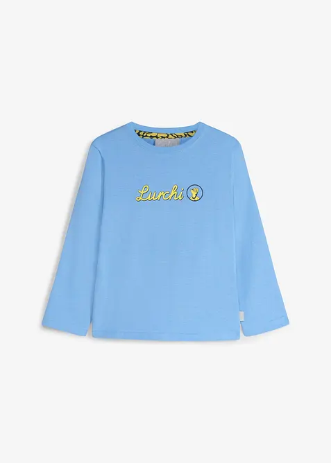 Lurchi Langarmshirt aus weicher Bio-Baumwolle in blau von vorne - Lurchi