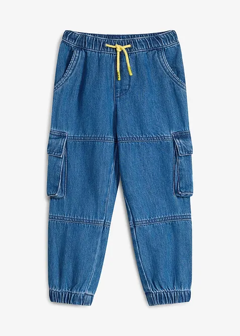 Lurchi Cargo-Schlupfjeans aus weicher Baumwolle in blau von vorne - Lurchi
