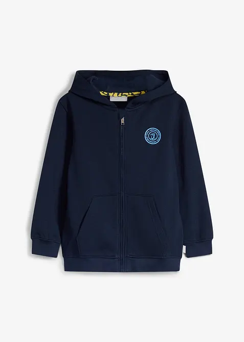 Lurchi Kapuzen-Sweatjacke aus weicher Bio Baumwolle in blau von vorne - Lurchi