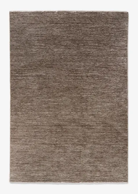 Teppich mit weicher Oberfläche und Fransen in braun von vorne - bonprix