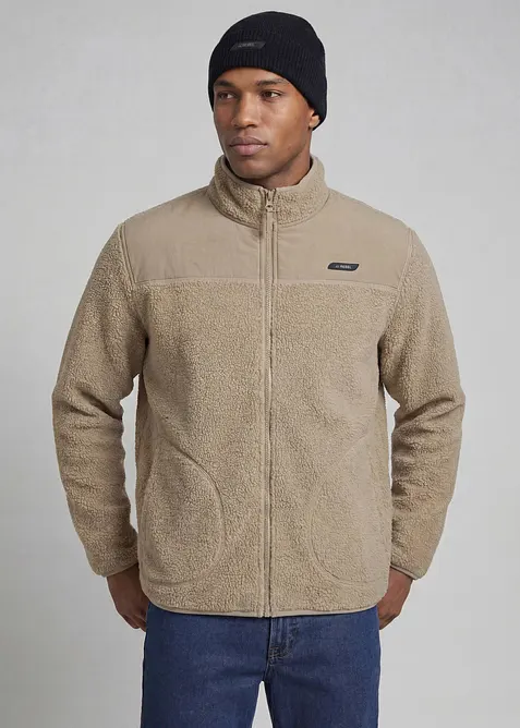 JJ REBEL Teddy-Fleece Jacke in grau von vorne (im Anschnitt) - JJ REBEL