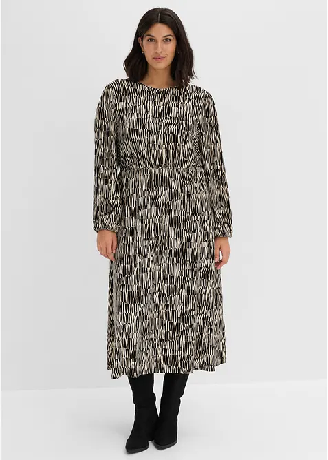 Jerseykleid aus fließender Viskose in schwarz von vorne (Totalaufnahme) - bonprix