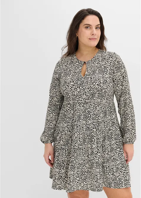 Langarm-Jerseykleid in weiß von vorne (Totalaufnahme) - bonprix