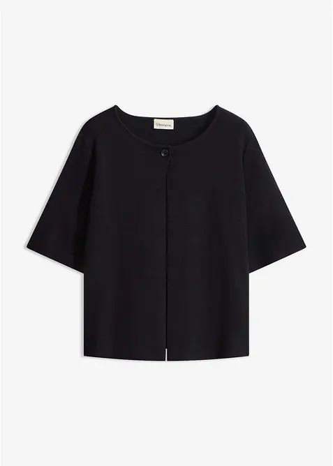 Strickjacke aus Baumwoll-Mix in schwarz von vorne - bonprix