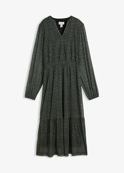 Jerseykleid aus feinem Mesh in grün von vorne - bonprix