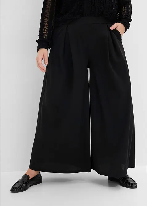Schlupfhose mit Bundfalten in schwarz von vorne - bonprix