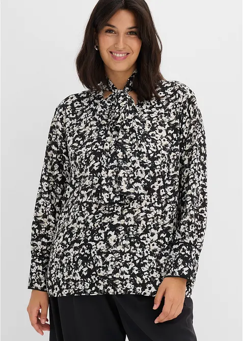 Bluse mit Bindeschal in schwarz von vorne (im Anschnitt) - bonprix