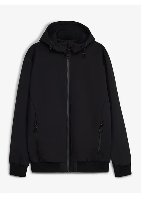 Wasserabweisende Softshelljacke in schwarz von vorne - bonprix