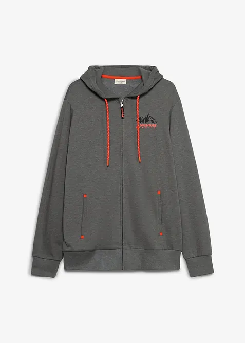Kapuzen-Sweatjacke in Regular Fit in grau von vorne - bonprix