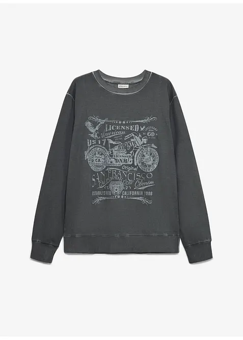 Sweatshirt aus reiner Baumwolle in grau von vorne - bonprix