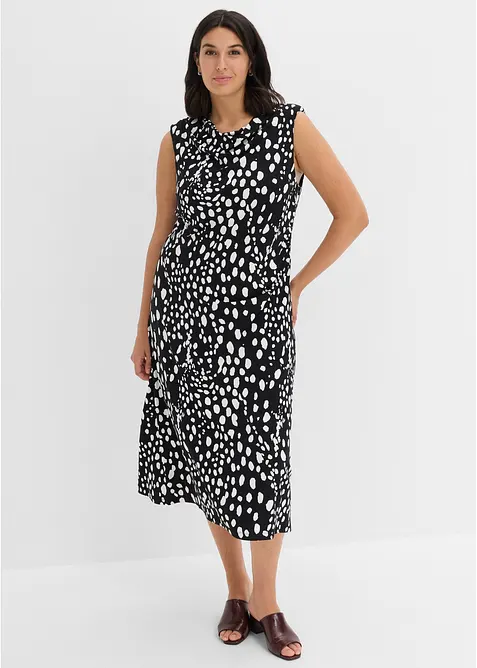 Jerseykleid aus softem Viskose-Mix in schwarz von vorne (Totalaufnahme) - bonprix