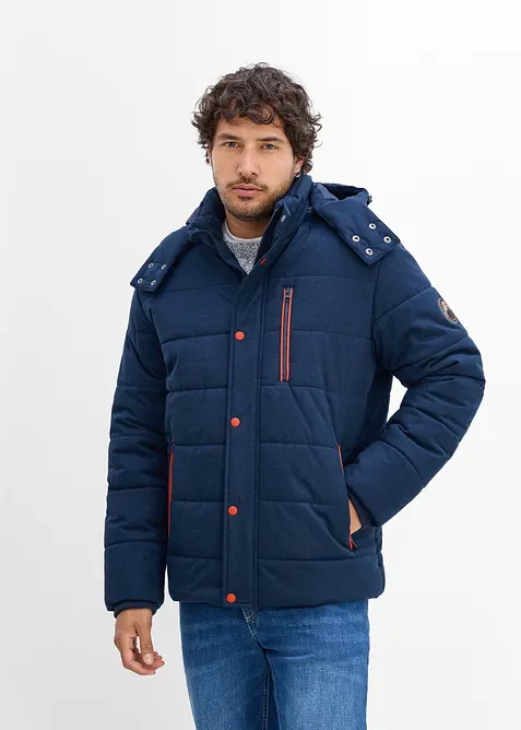 Wasserabweisende Funktions-Jacke mit abnehmbarer Kapuze in blau von vorne (im Anschnitt) - bonprix