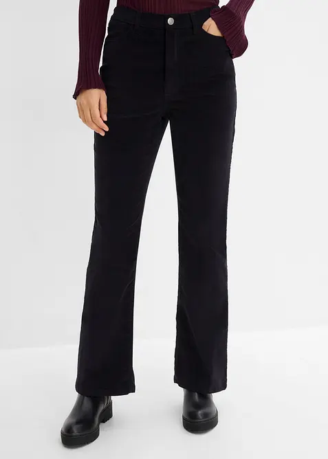 Bootcut-Cordhose aus Baumwoll-Mix in schwarz von vorne - bonprix