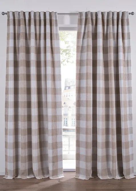 Verdunkelungsvorhang doppellagig mit Karo (1er Pack) in beige - bonprix